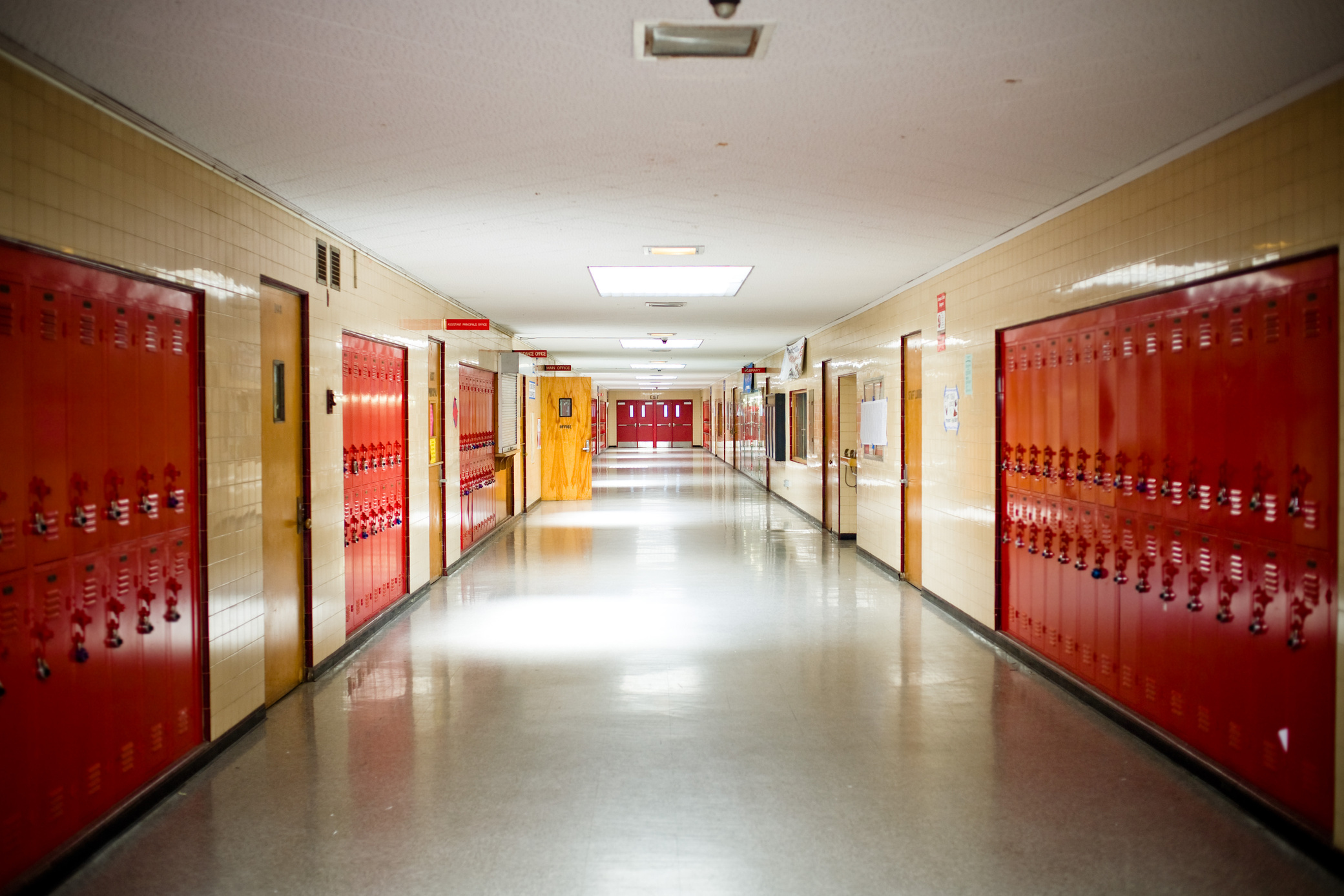 high school hallway with lockers